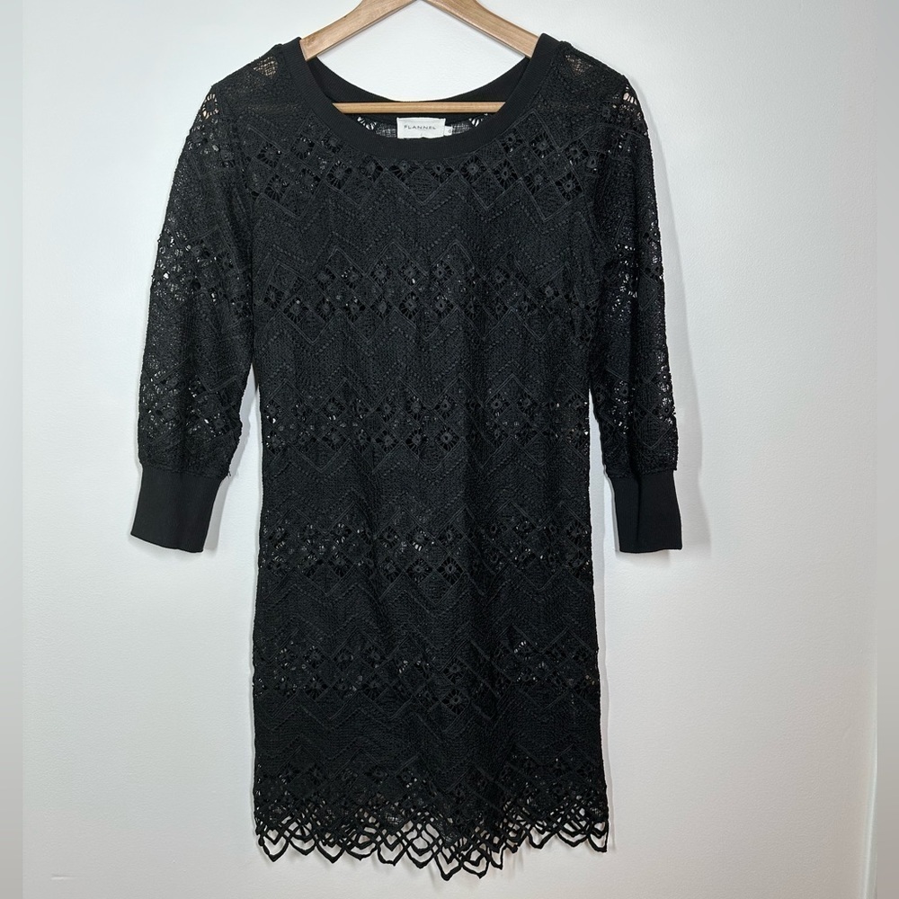 Flannel Black Lace ‎ Transparent Dress Size 0